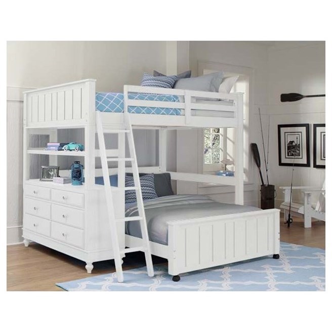 NE Kids Lake House 1045NLFB Lofted Full Bed with Full Lower Bed